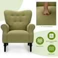 thumbnail image 3 of Green Retro Tufted Polyester Accent Chair with Stylish Espresso Wood Legs, 3 of 4