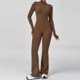 thumbnail image 5 of QHFBli Women Long Sleeve Flared Jumpsuit Zip Up Romper One Piece Full Bodysuits Yoga Unitard Wide Leg Catsuit, 5 of 5