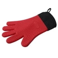 thumbnail image 1 of 1 par de guantes de horno de silicona rojos, guantes resistentes al calor, manoplas de silicona para horno de cocina para barbacoa, agarraderas largas, 1 of 5