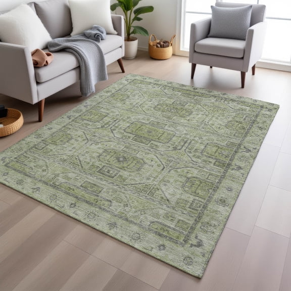 Addison Rugs Chantille Indoor/Outdoor Transitional Border Aloe Machine Washable Rectangle Rug, 10' x 14'