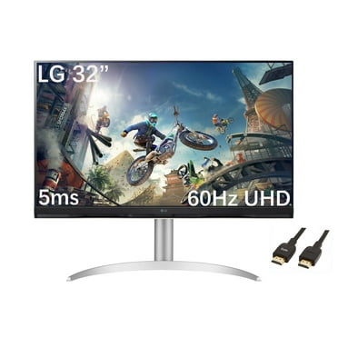 LG 32" 4K Smart Monitor, 16:9 Ultra HD (3840x2160) LCD Display, 60Hz, 5ms, AMD FreeSync, With webOS, ThinQ Home, USB Type-C, 2x5W Stereo Speakers, AirPlay 2, Bluetooth, Silver, with 5AVE HDMI Cable
