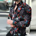 thumbnail image 3 of Camisa hawaiana de manga larga para hombre, camisa social de playa 2024, forro de alta gama para hombre, camisa estampada en 3D, clase de oposición en blanco y negro, 3 of 5