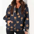 thumbnail image 4 of 2023 Chandail en Molleton à Fermeture Éclair pour Femmes Mode Imprimé Blouse Manches Longues Hauts Chandail en Molleton Poches à Capuche en Liquidation, 4 of 9