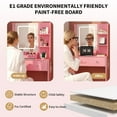 thumbnail image 6 of Satifur Vanity Desk with Mirror & Lights, GRWM Vanity with Drawers & Storage Shelves, Makeup Dressing Table with Charging, Pink, 6 of 10