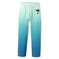 thumbnail image 4 of Men's Summer Gradient Coconut Tree Print Casual Pants Sky Blue L, 4 of 4