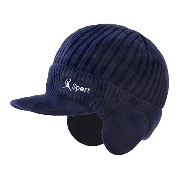TELOLY Knit Hats, Sun Hat Elastic Warm Knitted Hat Winter Hat Men'S Thickened Wool Hat Outdoor Warm Knitted Hat in Autumn and Winter, Winter Hats, Skull Cap Navy One Size