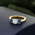 thumbnail image 4 of Gem Stone King 1.95 Ct Sky Blue Aquamarine Blue Created Sapphire 18K Yellow Gold Plated Silver Ring (Size 9), 4 of 4