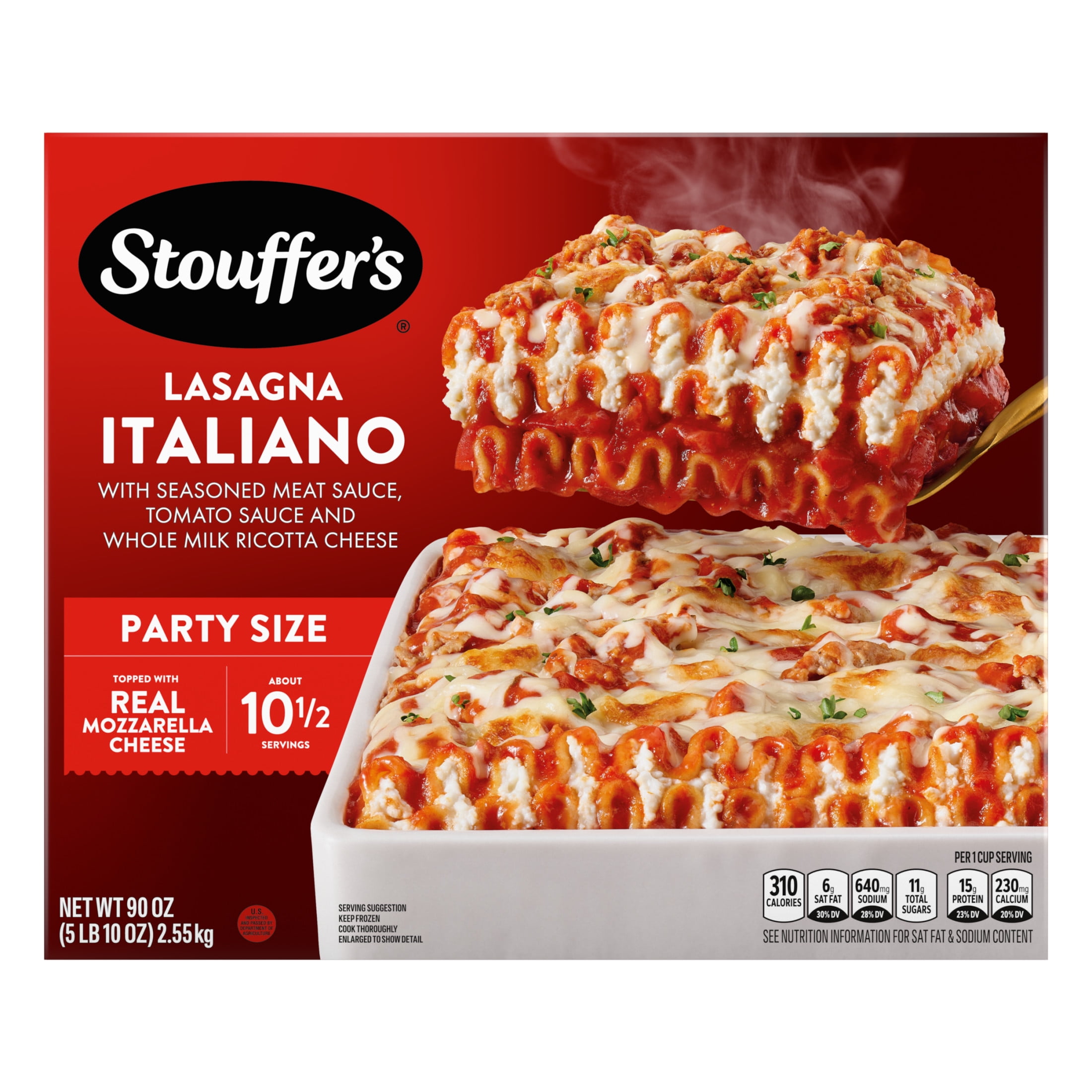 Stouffer’s Lasagna Italiano, Party Size Lasagna, Frozen Dinners, 90 oz (Frozen)