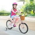 thumbnail image 2 of Costway 18" Kids Bike with Height Adjustable Handlebar Seat Basket Bell Training Wheels Pink, 2 of 9