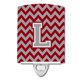 thumbnail image 1 of "Treasures Letter L Chevron Crimson and Gray Ceramic Night Light, 6x4, Multicolor" Caroline's Treasures CJ1043-LCNL, 1 of 1