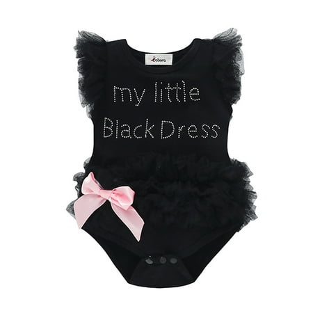 

Baby Girls Cotton Sleeveless Bodysuits Letter Print Lace Bowknot Rompers