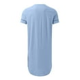 thumbnail image 3 of SWSMCLT Men's Short Sleeve Nightshirt Cotton Night Shirt Pocket Knee Length Sleepwear Robe Soft Nightgown Light Blue Small, 3 of 3