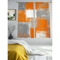 thumbnail image 4 of Burnt Orange Grey Sheer Curtains 63 Inch Length 2 Panels Set, Semi Transparent Voile Rod Pocket Curtains for Living Dining Room Bedroom Drapes Modern Oil Painting White Geometric, 4 of 6