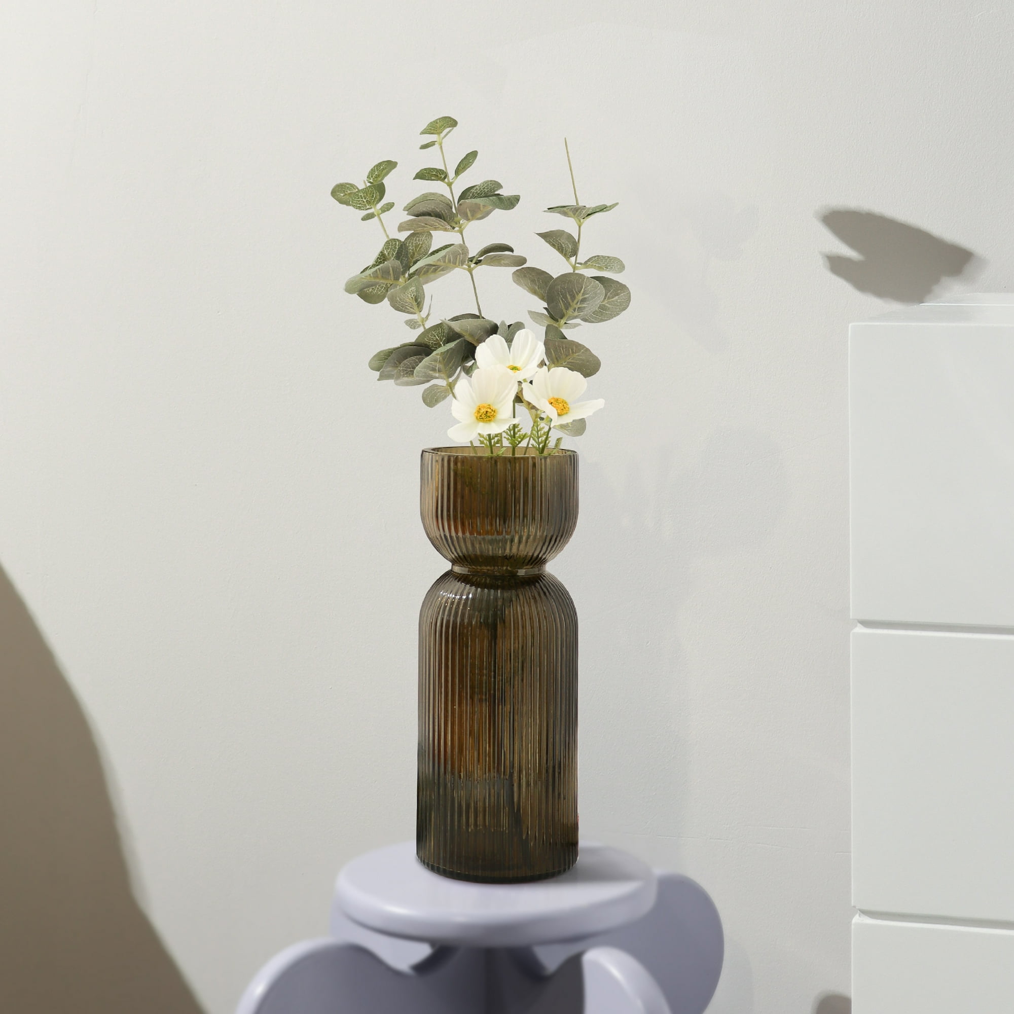 Better Homes & Garden Green Translucent Ribbed Glass Tabletop Vase