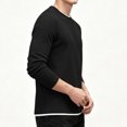 thumbnail image 6 of XRoczxe Men's Thermal Waffle Knit Long Sleeve T-Shirt, Crew Neck Slim Fit Textured Henley Top, Casual Basic Undershirt for Fall Winter Layering, 6 of 8
