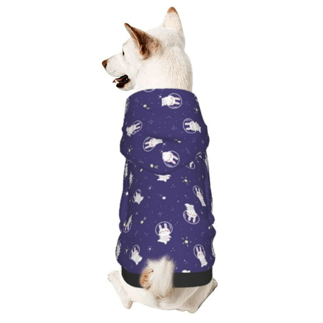 Gaeub Astronaut Rabbit Print Dog Hoodie Sweatshirts Warm Dog Clothes for Small Dogs,Puppy and Cat Costume-X-Large