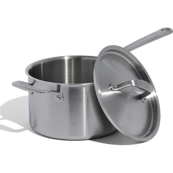 Made In Cookware - 4 Quart Stainless Steel Saucepan with Lid - 5 Ply Stainless Clad Sauce Pan - Professional Cookware - Crafted in Italy - Induction Compatible