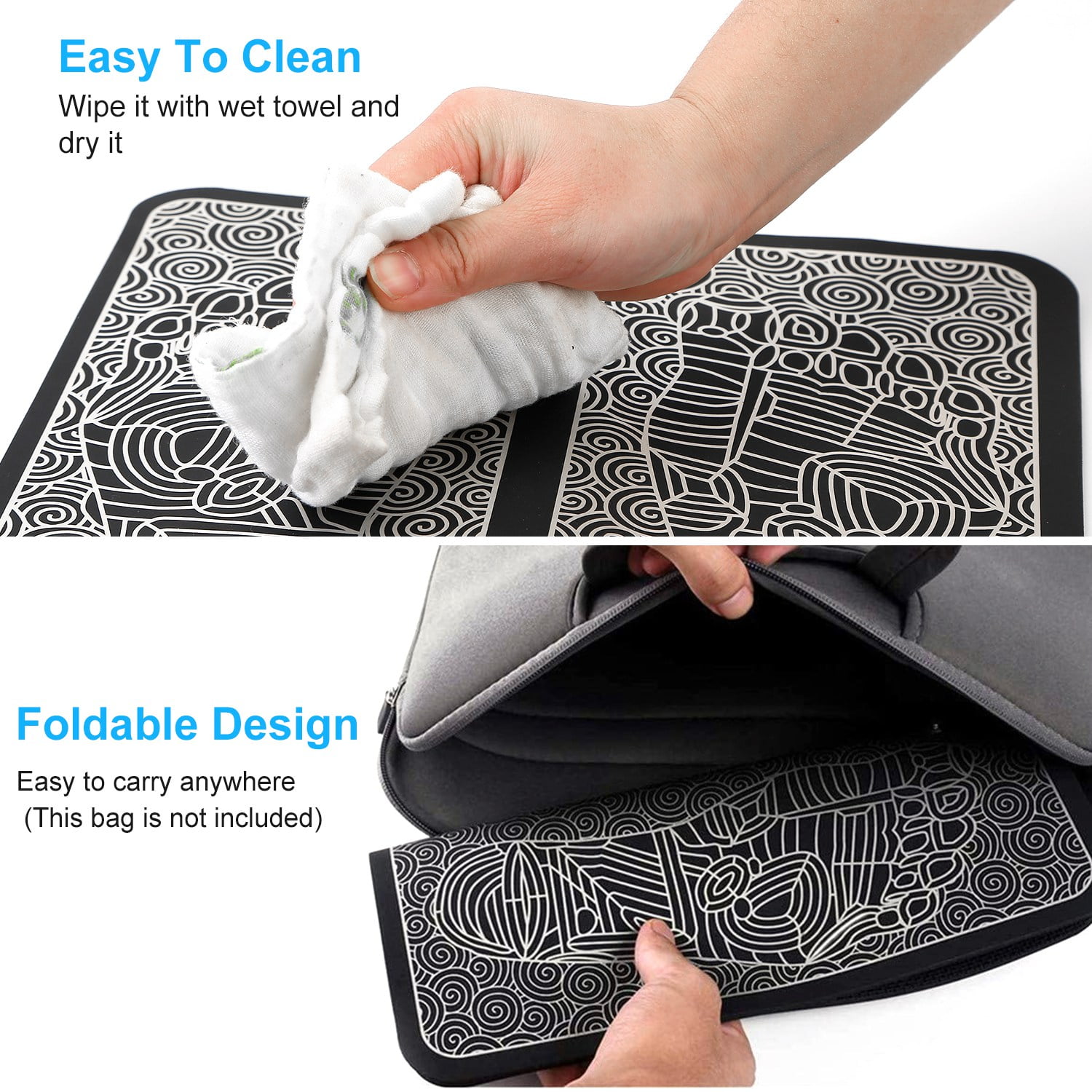 Foot Massager Mat TeqHome Foot Massager Pad for Pain Plantar Relief Muscle Relaxation Foldable Legs Feet Massager Pad with 8 Modes 19 Intensity Levels Remote Control