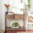 thumbnail image 4 of SAFAVIEH Primrose French 2-Drawer Brown Wood Rectangle Console Table (35.5 in. W x 13 in. D x 29.5 in. H), 4 of 14