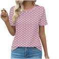 thumbnail image 2 of VgaVtl Short Sleeve T-Shirts Womens Plus Size Tunic Tops Women Retro Polka Dots Vacation Loose Casual Shirts,Pink S, 2 of 5