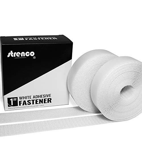 Strenco 1 Inch Self Adhesive Hook and Loop 5 Yard Set White Sticky