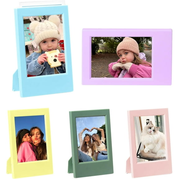 Mini 3 Inch Film Photo Picture Frame for Fujifilm Instax Mini 12/11/99/90/9/8/7 /EVO and Polaroid 2.15x3.4 Inches Frame Colorful Wallet Size Photo Tabletop Display Use (Pack of 5)