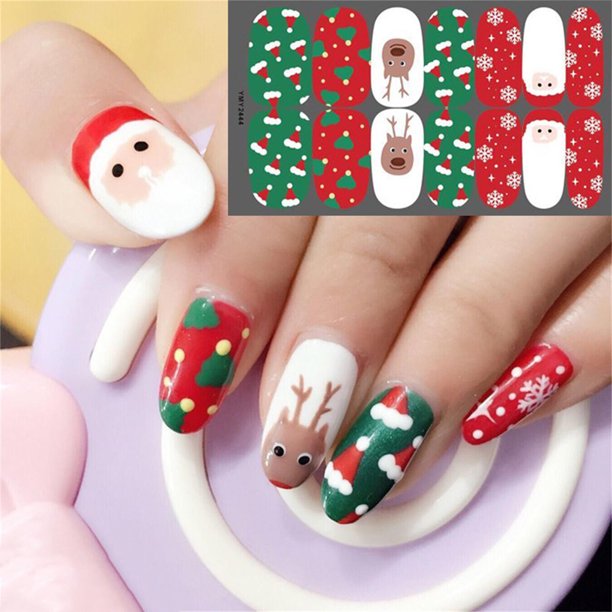 Xihbxyly Pegatinas Navideñas para Uñas, Calcomanías Autoadhesivas de Copos de Nieve, Lindos Diseños de Papá Noel, Arte de Uñas Duradero para Fiestas Navideñas, Regalo Perfecto para Mujeres.