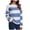 Blue, variant on TFEOQRY Pullover Sweater for Women Casual Striped Knitwear Long Sleeved Round Neck Sweater Top Blue
