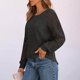 thumbnail image 4 of Sudadera con capucha gris,Blusa de encaje con patchwork para mujer, manga larga, cuello redondo, tejido de poliéster, estilo bohemio, uso diario informal, sopatenor, 4 of 8