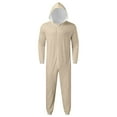 thumbnail image 6 of ZHOGXU Family Matching Pajamas Long Sleeve Solid Color Zipper Hooded Jumpsuits Comfortable Soft Holiday Festive Sleepwear Dad-Beige L, 6 of 7