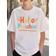 thumbnail image 1 of Girls & Boys "Hello Preschool Cotton Graphic Tees, Back To School Clothes Girls, Black Summer Shirts With Colorful Text Design, Gift For First Day of School, Round Neck Short Sleeve T-Shirt, 1 of 7