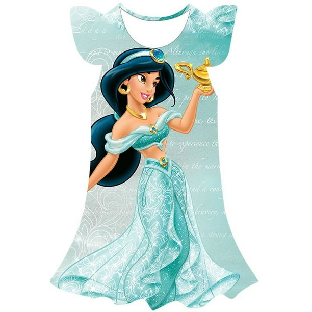 Date Disney Jasmine Princesse Robe Filles Dessin Animé Pétale Manches Robes  Princesse Vêtements Vêtements De Fête Pour Enfants 1-10 Ans 