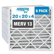 Aerostar 20x20x4 MERV 13 Pleated Air Filter, AC Furnace Air Filter, 6 Pack