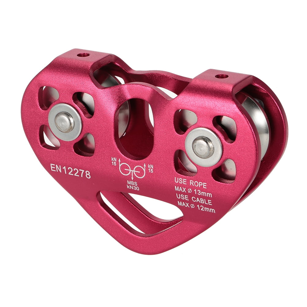 30KN Dual Pulley Zip Line Rescue Cable Trolley Outdoor Rock Climbing