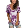 thumbnail image 2 of Plus Size Tops for Women V Neck Tie Dye Loose Fit Blouses Dressy Casual Lightweight Short Sleeve Tee Shirts Tunic Tops, 2 of 7