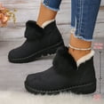 thumbnail image 5 of XUNKUSGA Winter Boots for Women Warm Fuzzy Fleece-Lined Suede Ankle Boots Casual Solid Color Round Toe Flat Womens Boots Comfortable Waterproof Snow Boots 5.5-9.5 Black, 5 of 8