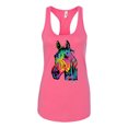thumbnail image 2 of Wild Bobby, Neon Rainbow Horse Animal Lover Ladies Racerback Tank Top, Hot Pink, X-Large, 2 of 3
