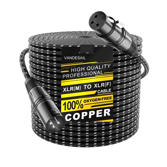 Cable XLR VANDESAIL Extensión XLR trenzada de nailon largo de 76 m