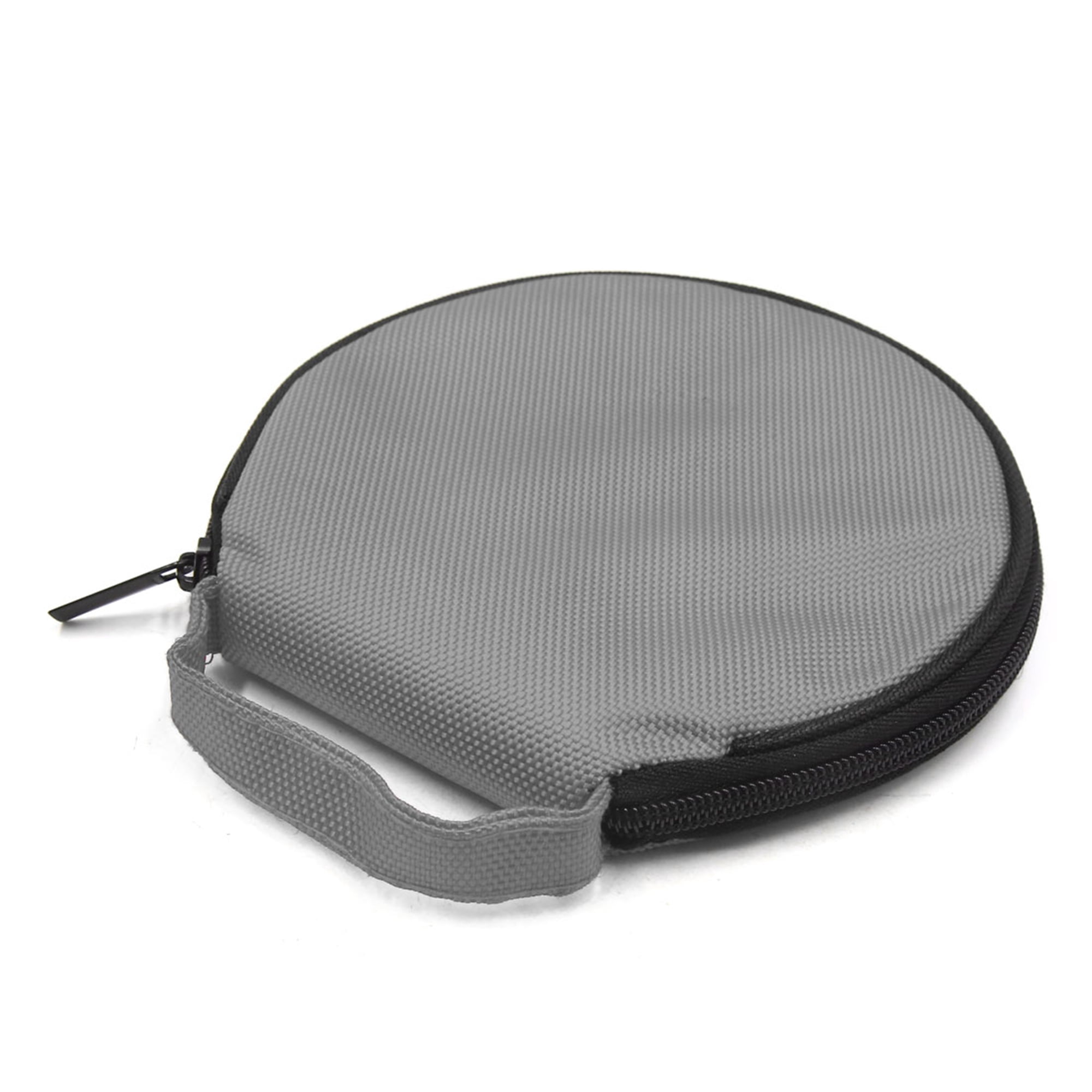 Unique Bargains Zipper Round CD Discs Holder Bag Storage Carry Case Wallet Gray