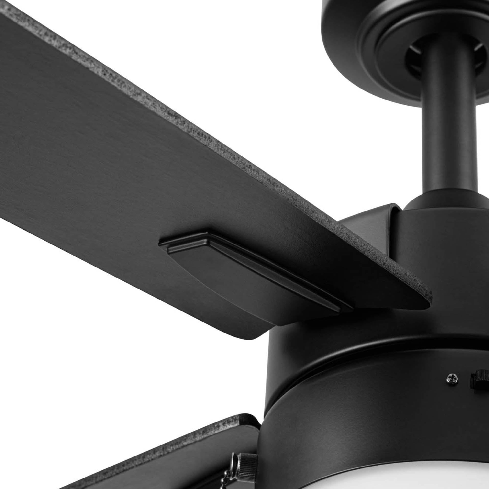 Better Homes & Gardens 52" Black Modern Indoor/Outdoor Ceiling Fan with Light, 4 Blades, Pull Chains & Reverse Airflow