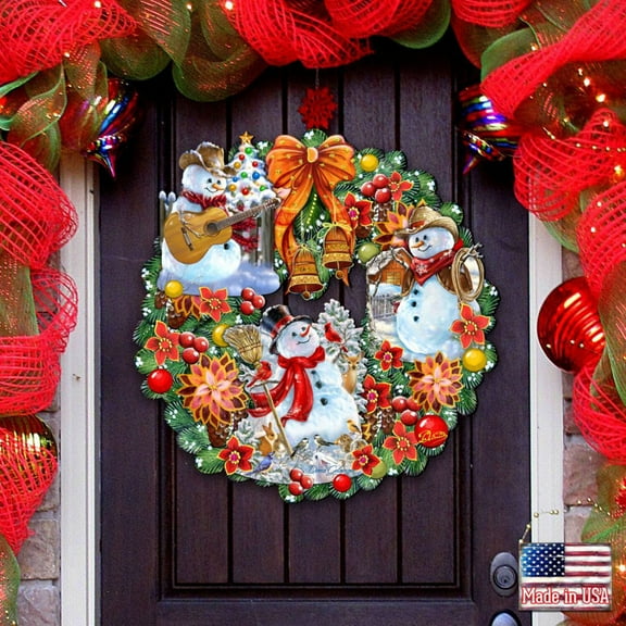 Western Snowy Holiday Door Hanger, Door Wreath by D. Gelsinger | Christmas Decor - 8185307-3H-DG