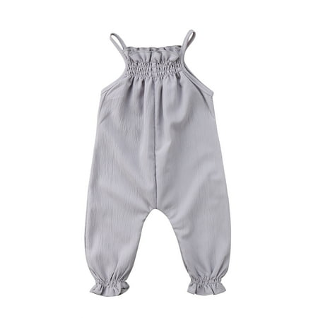 

Qiylii Baby Girls Bodysuit Sling Sleeveless Jumpsuit Solid Color Ropmer