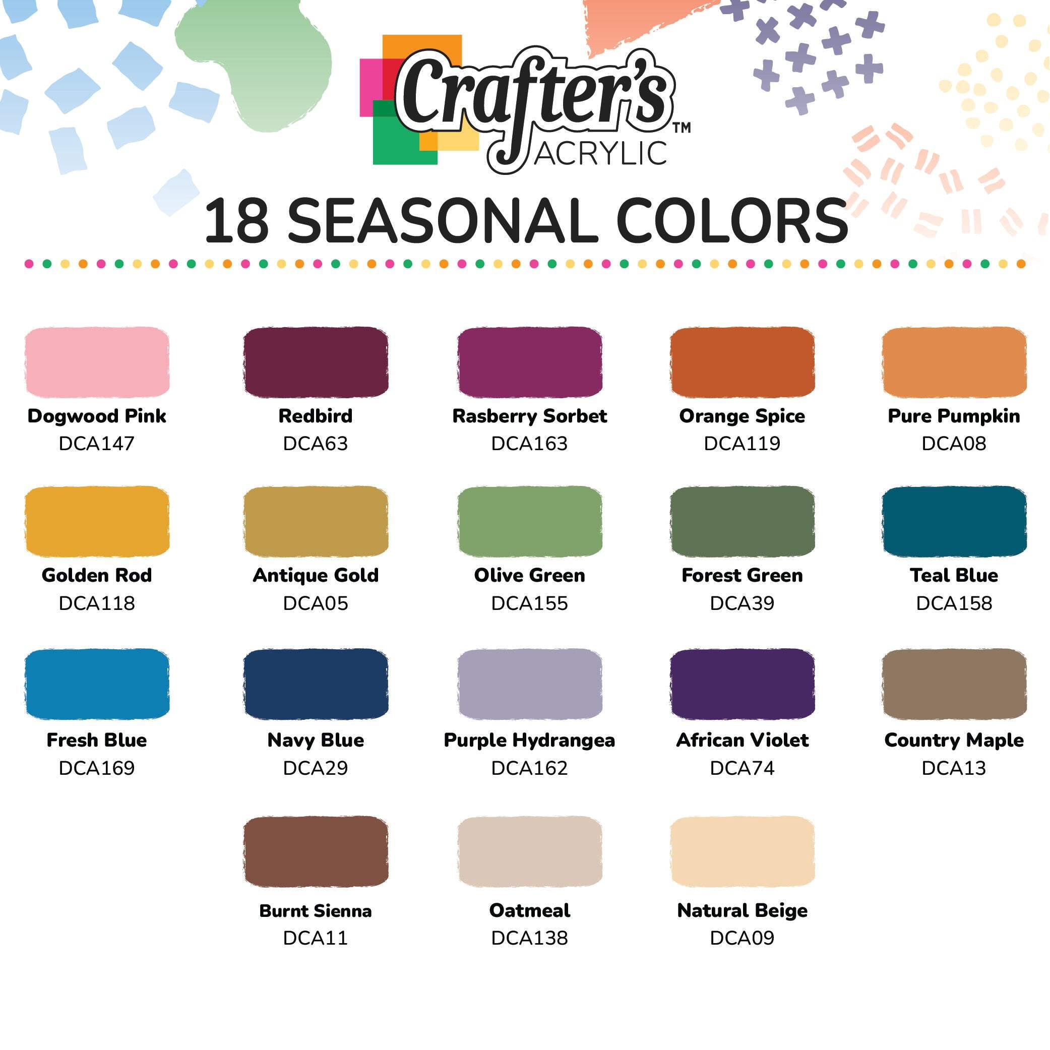 DecoArt Crafter’s Acrylic Fall Paint Set, 18 Piece – Matte Finish Craft Paints, 2 oz Each