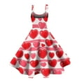 thumbnail image 4 of LWavelet Valentine's 2026 Spaghetti Strap Pink-White Stripe Dress for Women, Red-Pink Heart Pattern Fitted Waist Flared Sundresses Red XL, 4 of 4