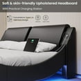 thumbnail image 6 of King Bed Frame with RGB Led Lights & Charging Ports,Modern Faux Leather Upholstered Platform Bed with Headboard Wave Like Curve Low Profile Bed,Wood Slats Support,Squeak Resistant,Black, 6 of 9