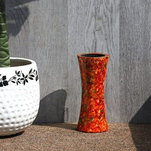 India Meets India Wooden Flower Vase [Red], Decorative Wooden Flower Vase for Home Décor/Living Room/Office/Table Top/Dining Area and Windowsill Décor, 12 INCHES