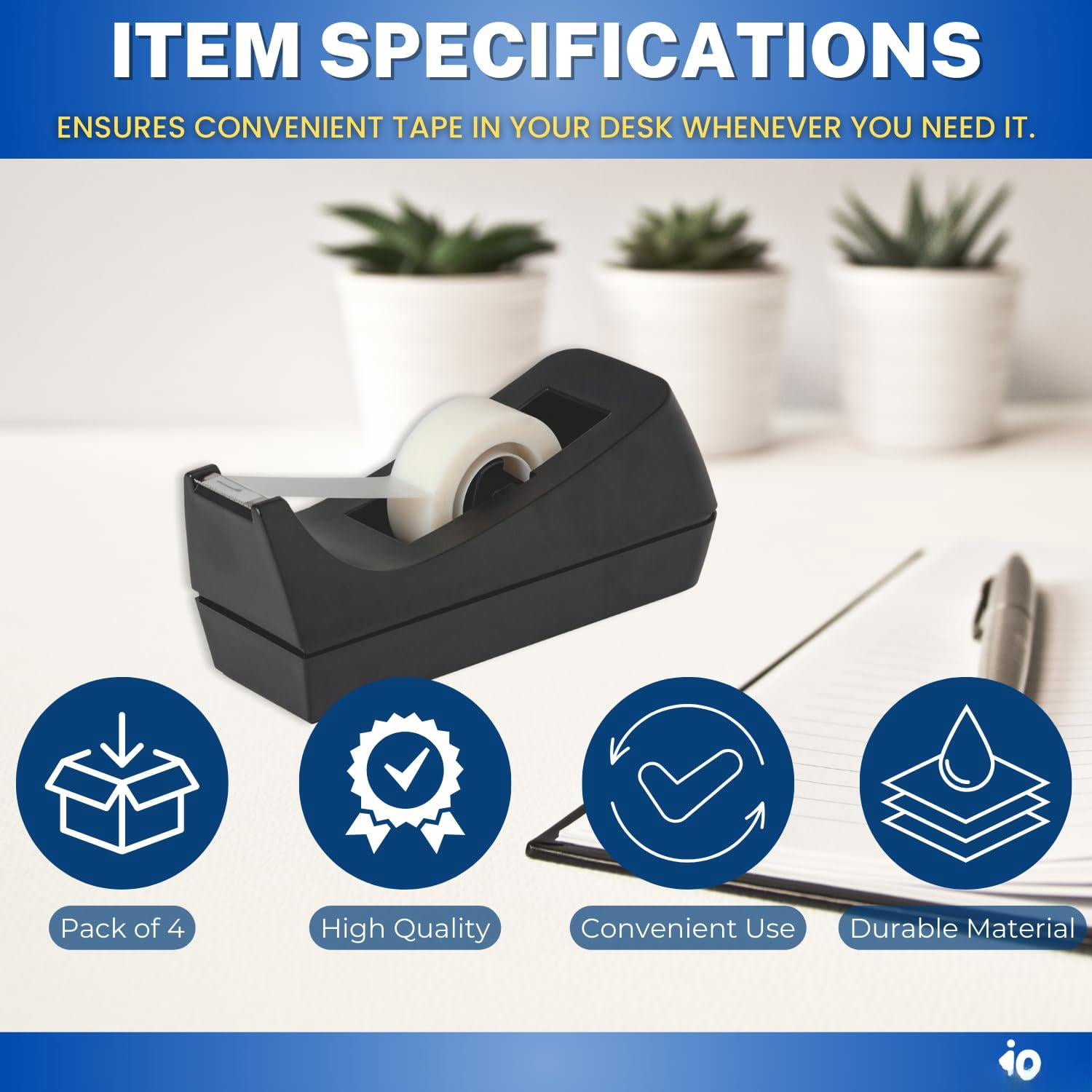 Desk Tape Dispenser  Black 4 Pack (desktop Dispenser)