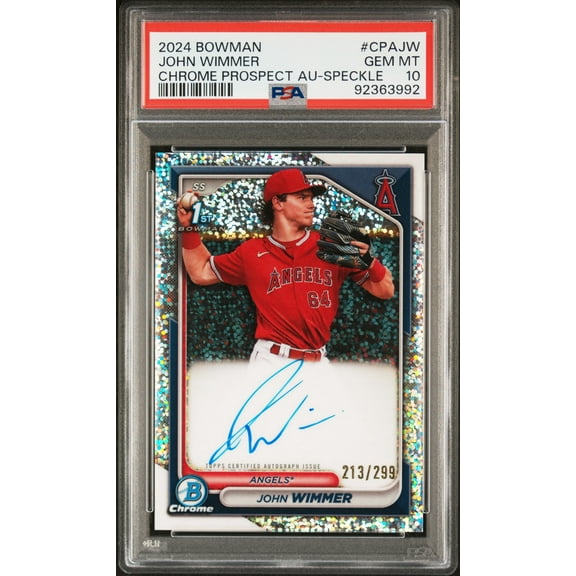 2024 Bowman Chrome #CPAJW John Wimmer Prospect Autograph Speckle /299 PSA 10