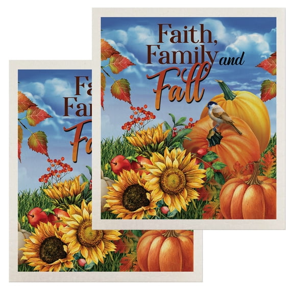 Briarwood Lane Faith Family and Fall Swedish Dishcloth (2-pack)