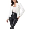 thumbnail image 1 of INSPIRE CHIC Women's Double Breasted Blazer  Long Sleeve Button Open Front Steampunk Jacket White XS, 1 of 5